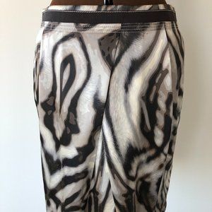 Silk Animal Stripe Pencil Skirt